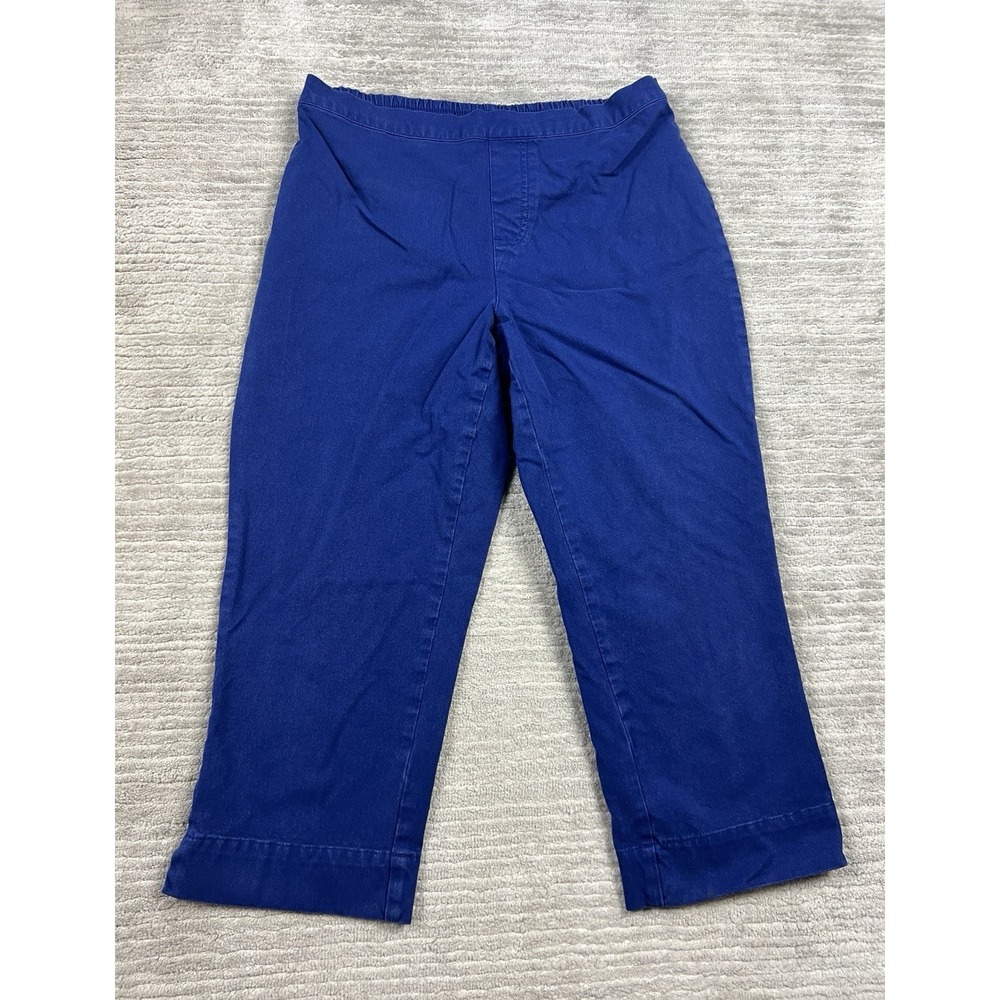 Isaac Mizrahi Live! Pants Womens 10 Blue Pull On Ankle Cotton Blend Casual